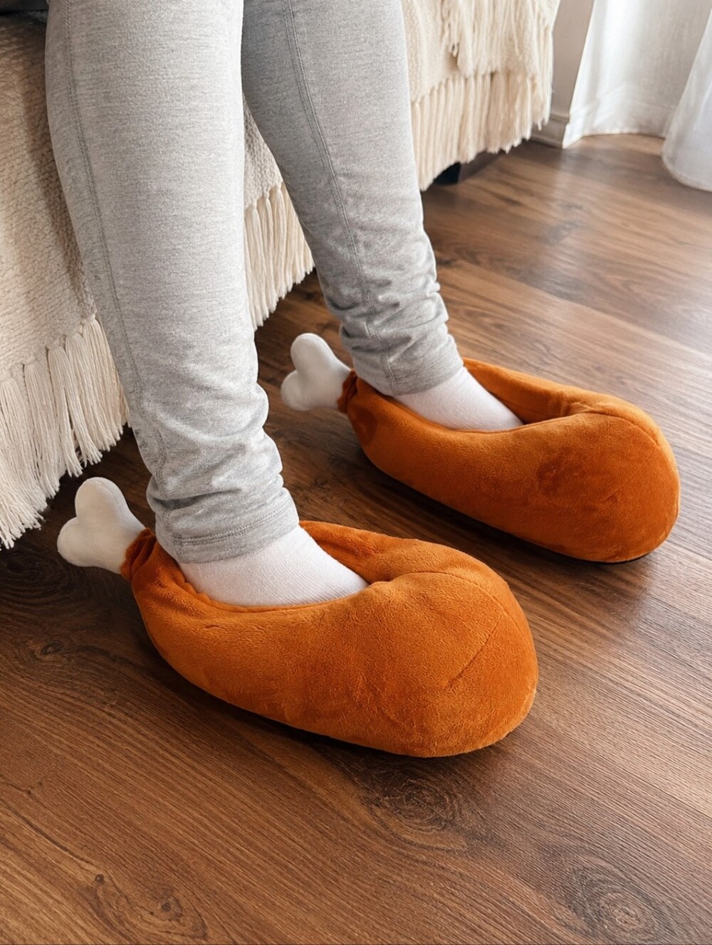 Novelty Turkey Leg Plush Slippers Adult One Size Funny Costume Thanksgiving